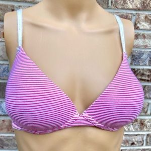 38C Red & White Striped Cotton Tshirt Bra